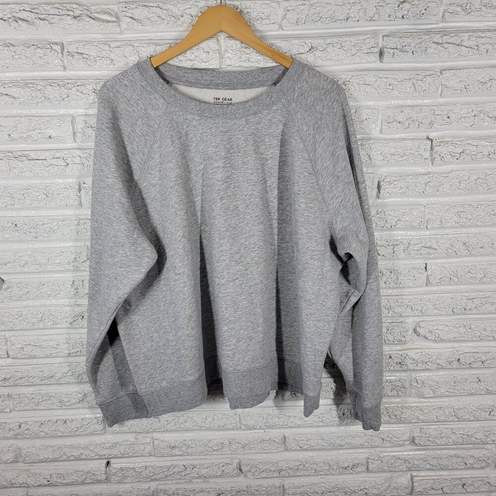 Tek Gear Men’s XXL Women’s 2X‎ 3X Sweatshirt Gray Ultrasoft Fleece Crew SWE14E